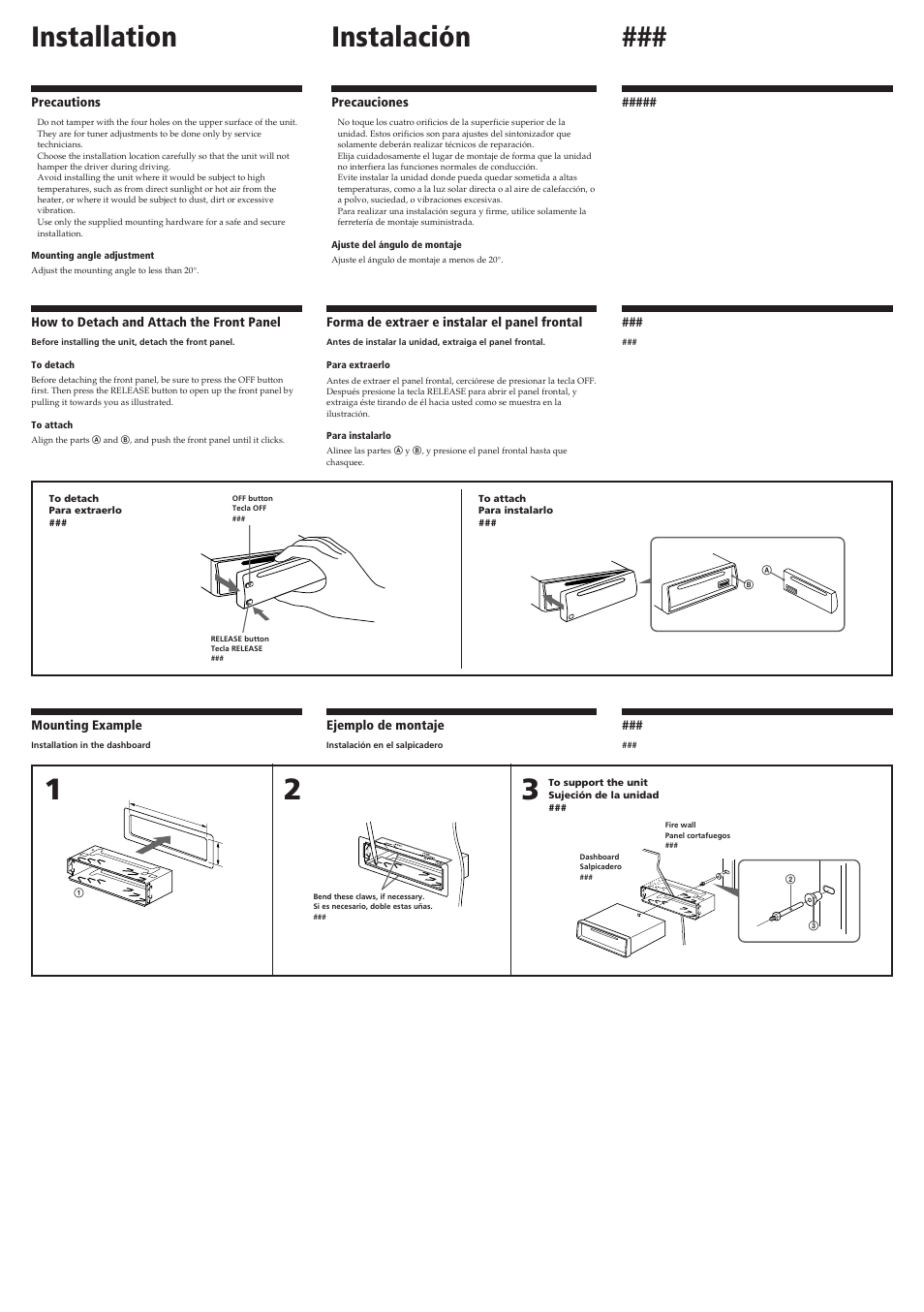 Installation instalación | Sony CDX-3100 User Manual | Page 2 / 4