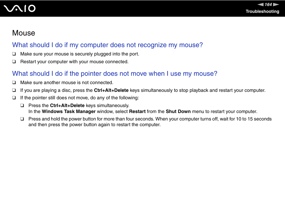Mouse | Sony VGN-C100 User Manual | Page 164 / 192