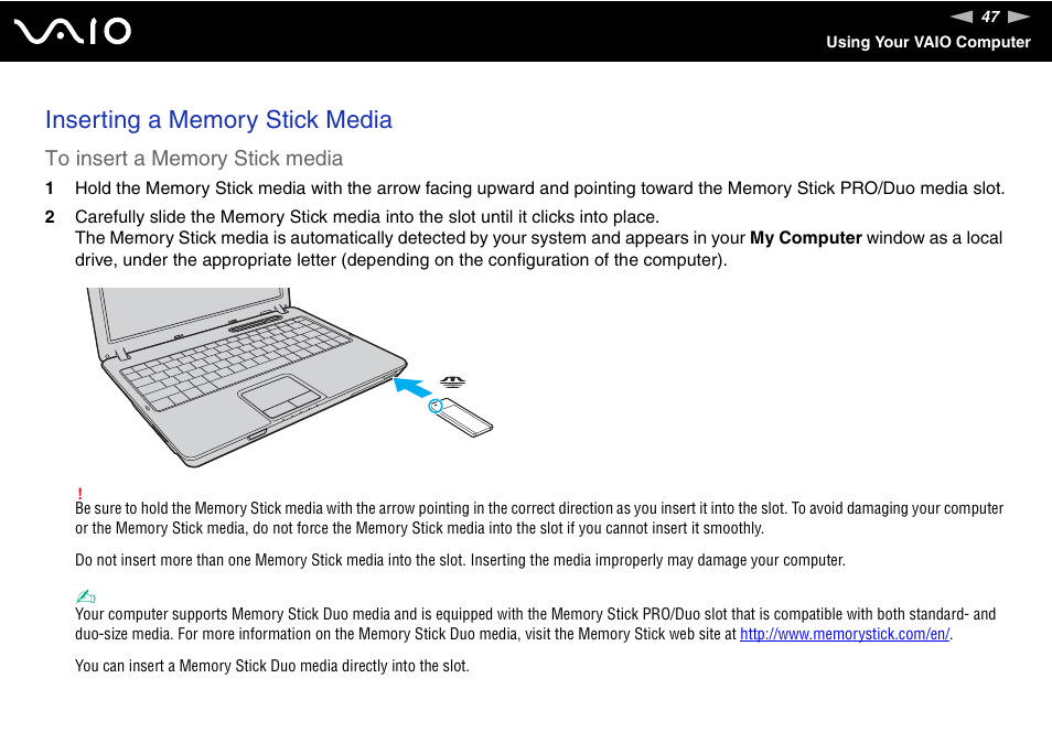 Sony VGN-C100 User Manual | Page 47 / 192