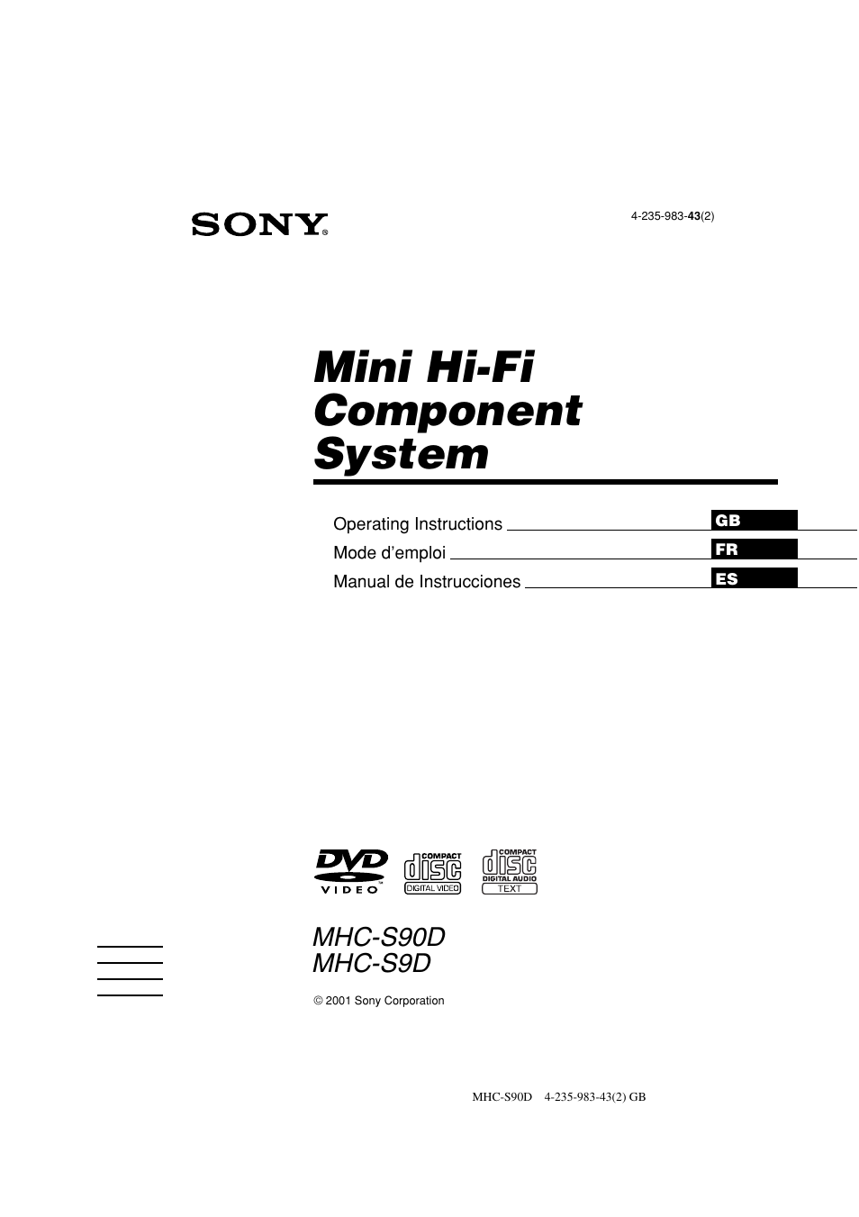 Sony MHC-S90D User Manual | 228 pages