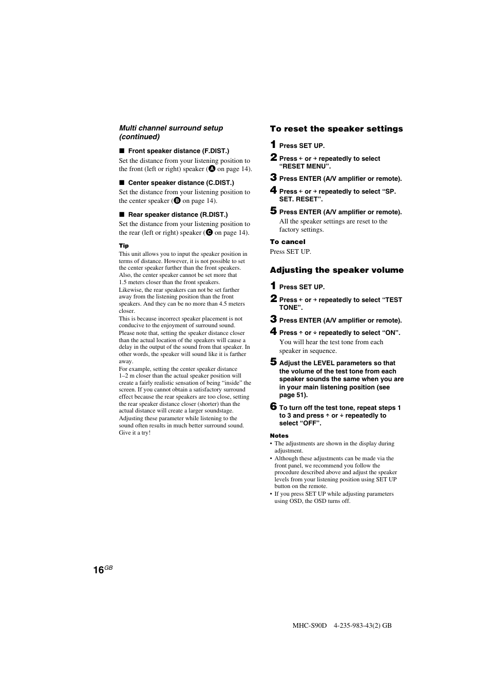 Sony MHC-S90D User Manual | Page 16 / 228