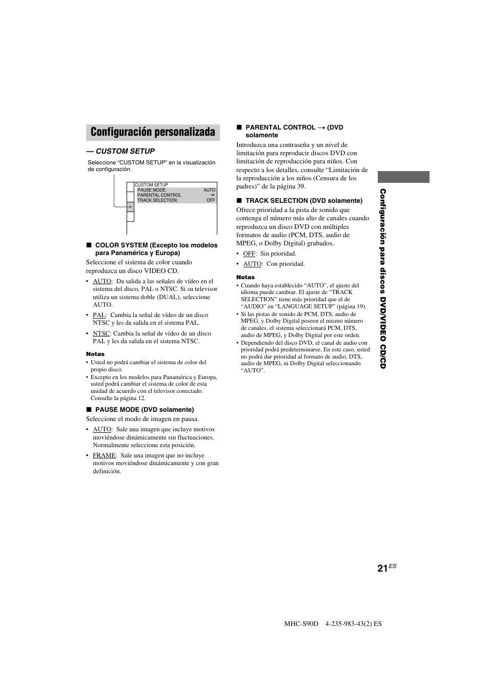 Configuración personalizada | Sony MHC-S90D User Manual | Page 173 / 228