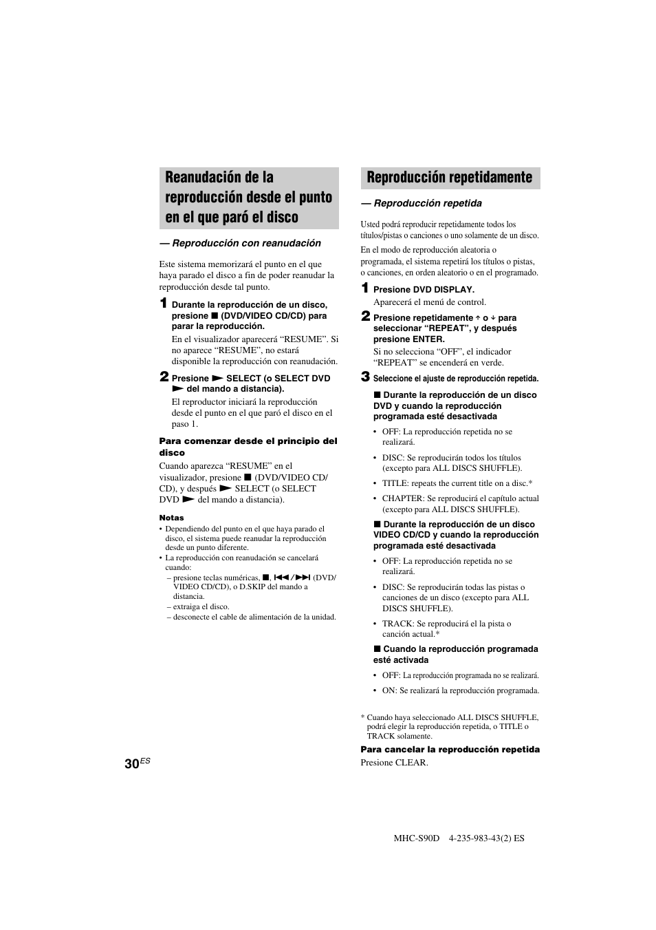 Reproducción repetidamente | Sony MHC-S90D User Manual | Page 182 / 228