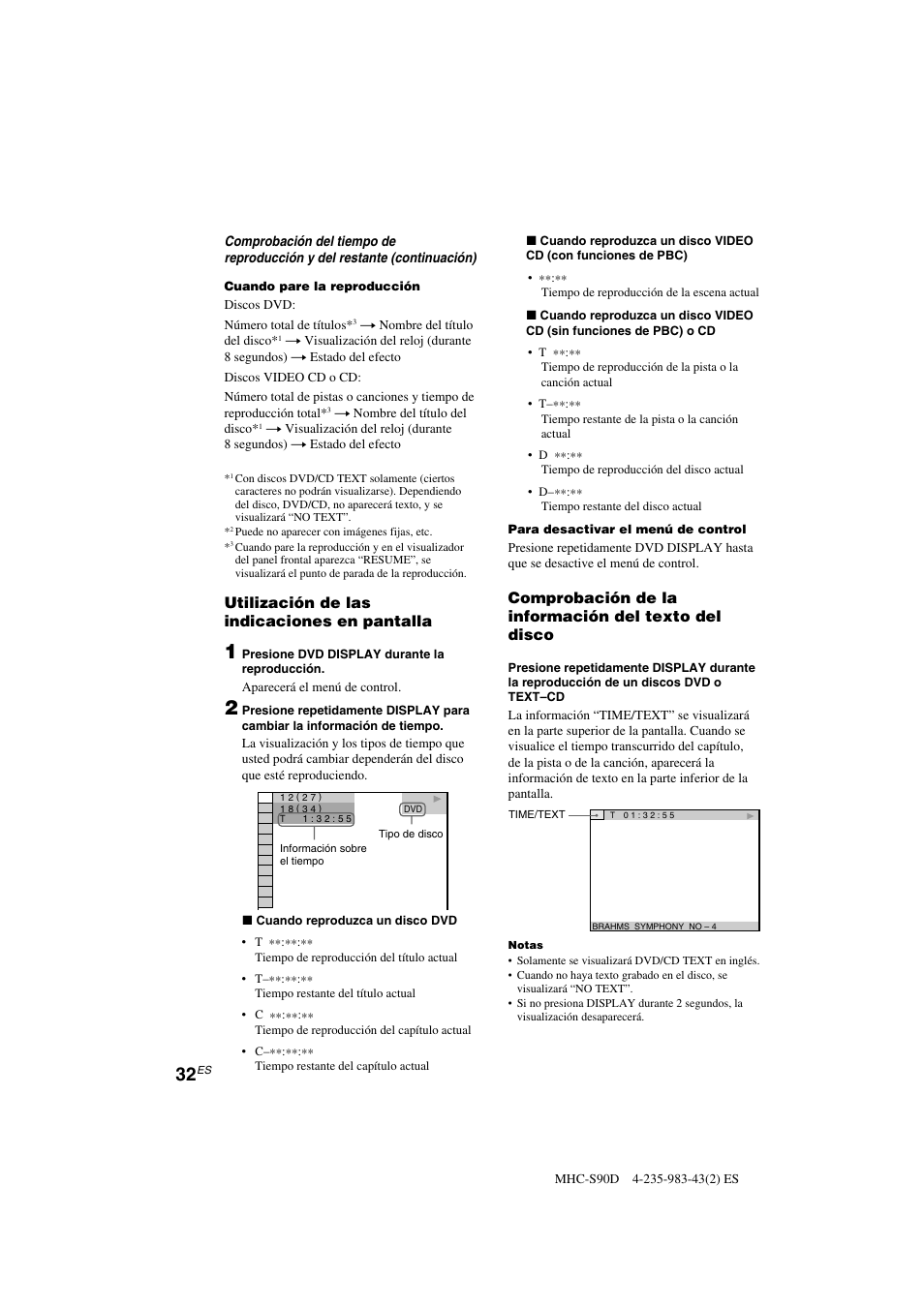 Utilización de las indicaciones en pantalla, Comprobación de la información del texto del disco | Sony MHC-S90D User Manual | Page 184 / 228