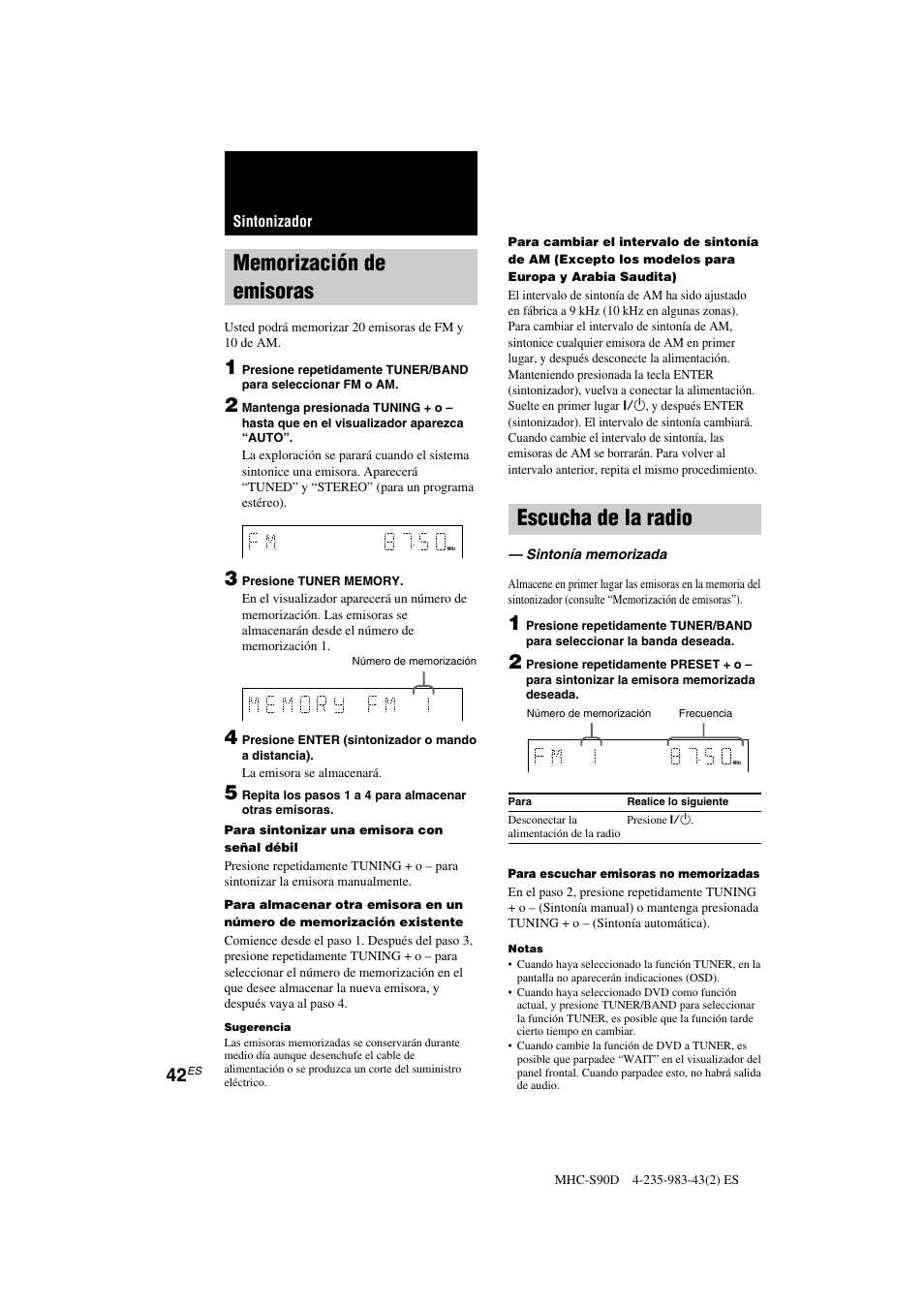 Escucha de la radio | Sony MHC-S90D User Manual | Page 194 / 228