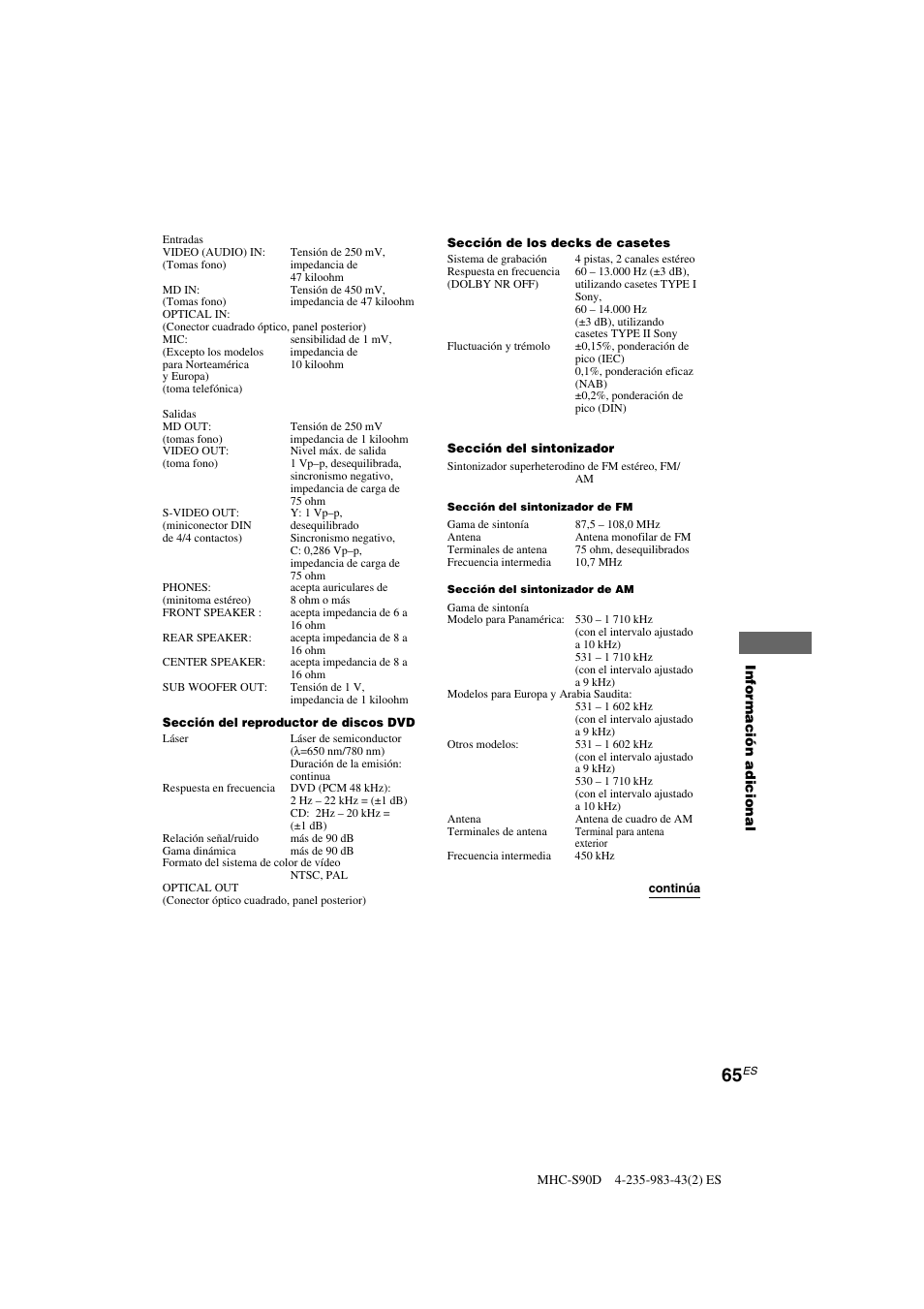 Sony MHC-S90D User Manual | Page 217 / 228