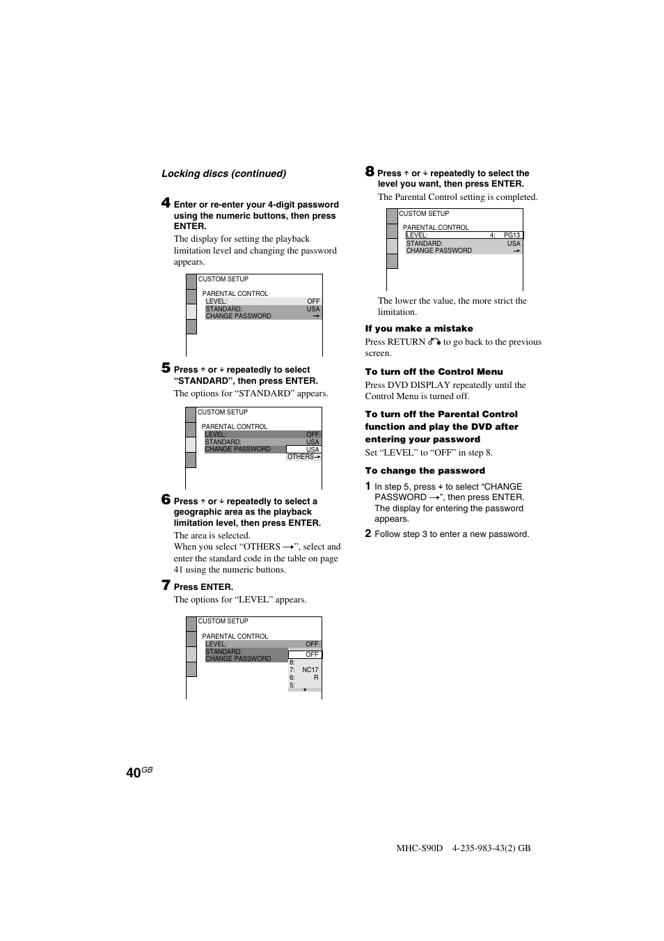 Sony MHC-S90D User Manual | Page 40 / 228