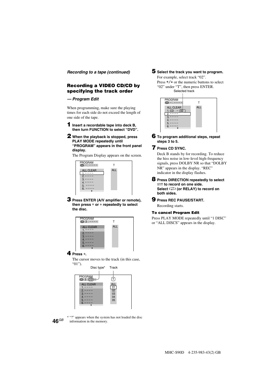 Sony MHC-S90D User Manual | Page 46 / 228