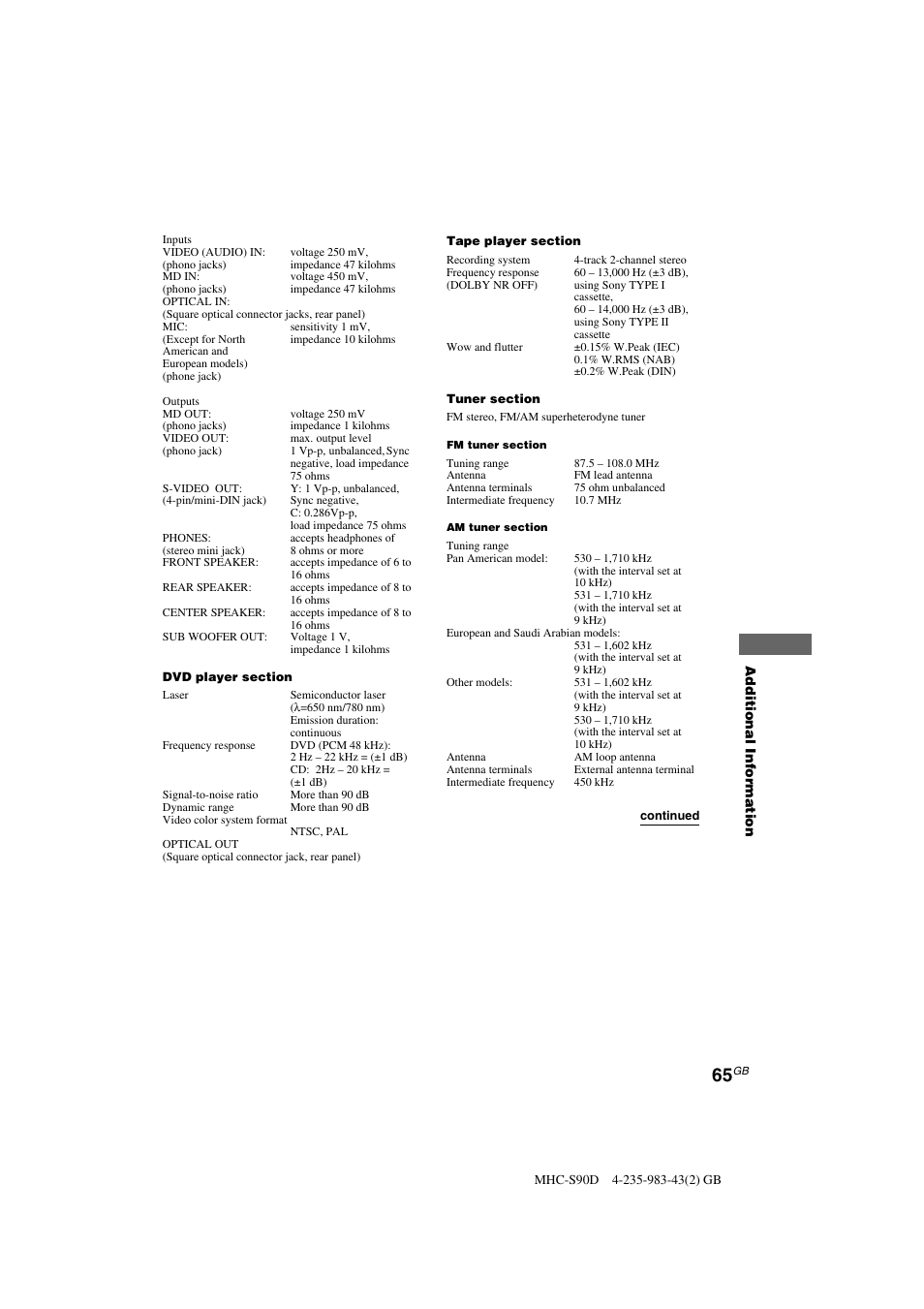Sony MHC-S90D User Manual | Page 65 / 228