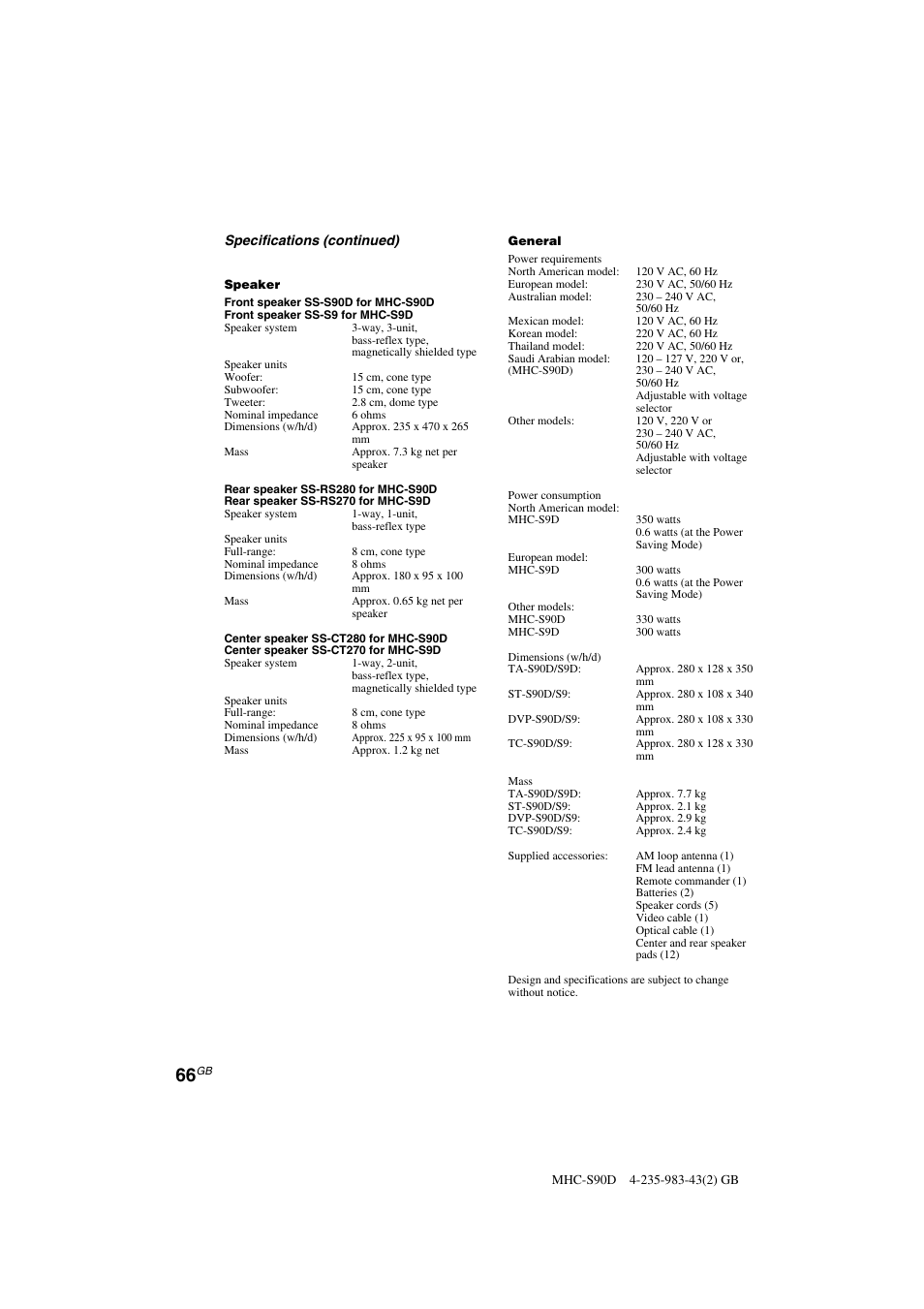Sony MHC-S90D User Manual | Page 66 / 228