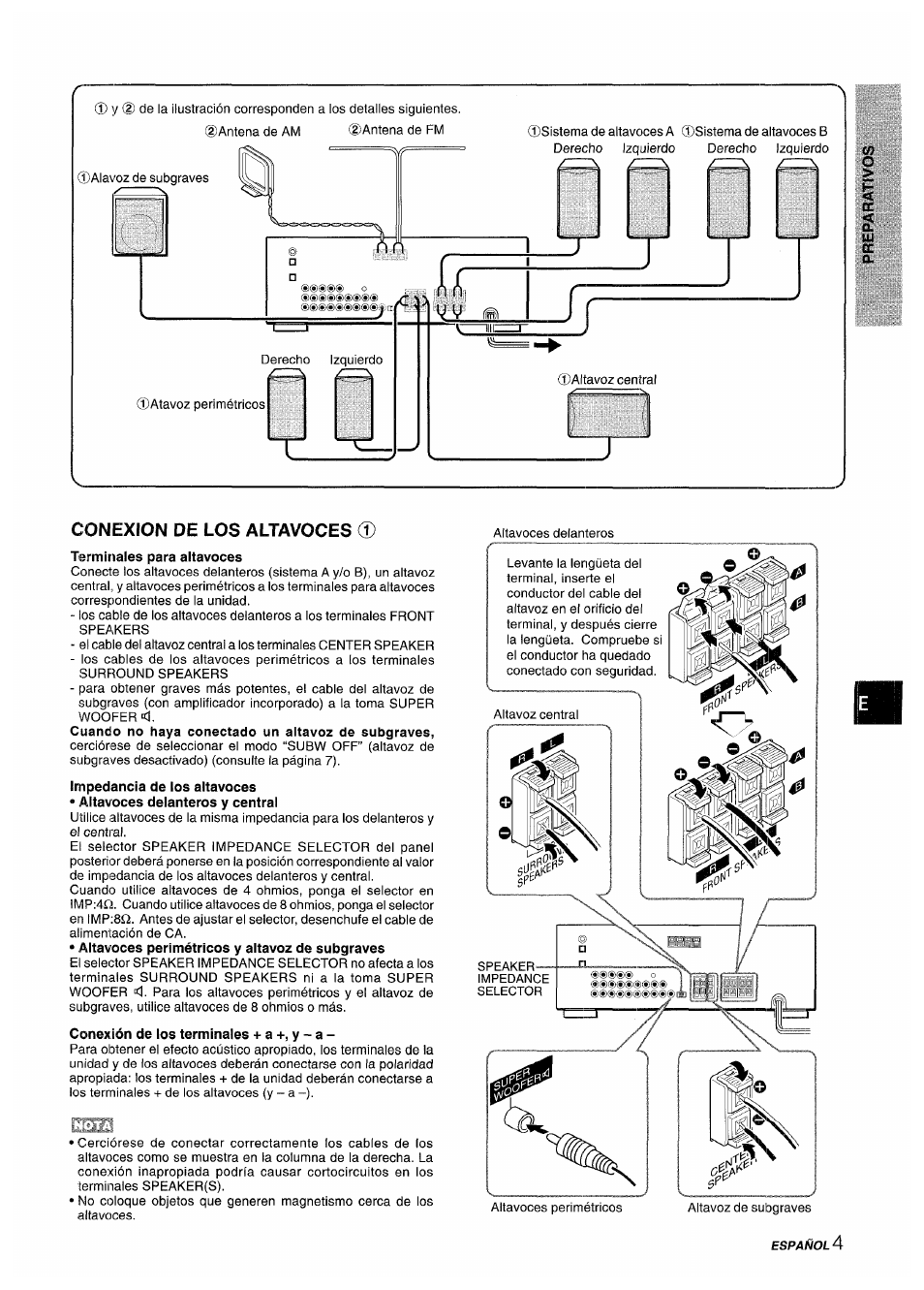 Conexion de los altavoces (d | Sony AV-DV75 User Manual | Page 27 / 72