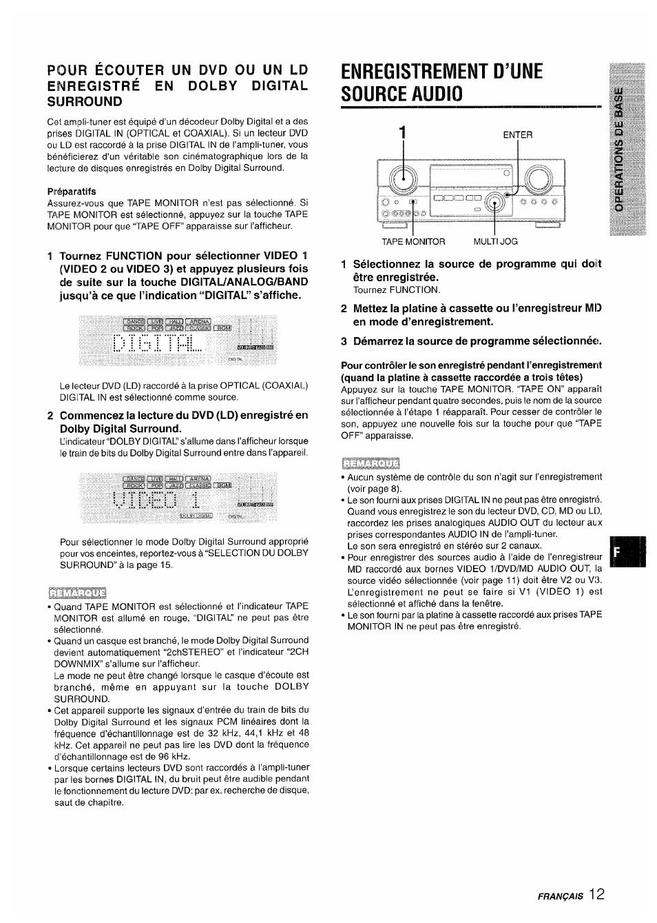 Préparatifs, Enregistrement d’une source audio | Sony AV-DV75 User Manual | Page 57 / 72