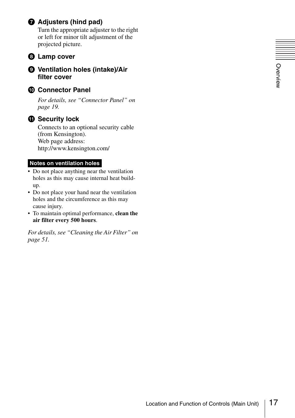 Sony Data Projector VPL-MX20 User Manual | Page 17 / 68