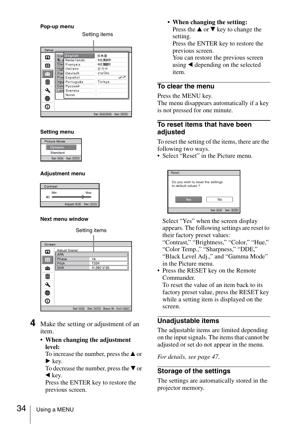 Sony Data Projector VPL-MX20 User Manual | Page 34 / 68