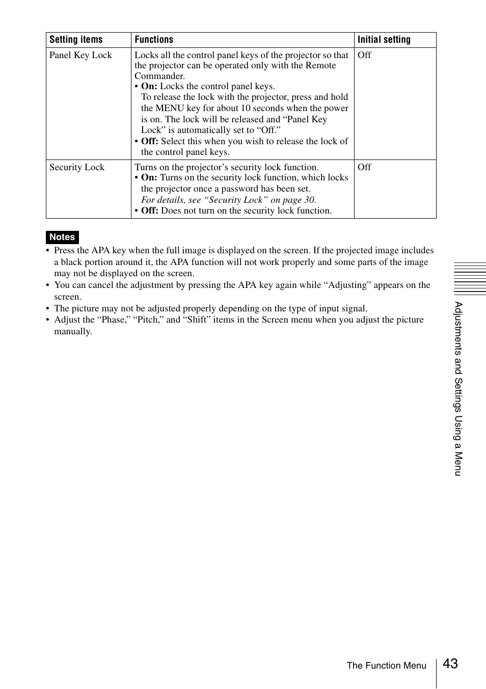 Sony Data Projector VPL-MX20 User Manual | Page 43 / 68