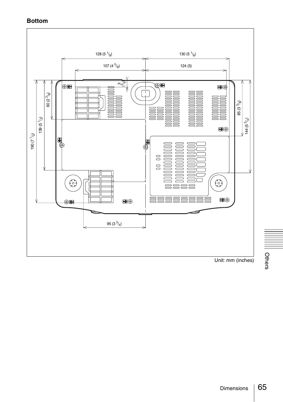 Bottom, Oth e rs, Dimensions | Sony Data Projector VPL-MX20 User Manual | Page 65 / 68