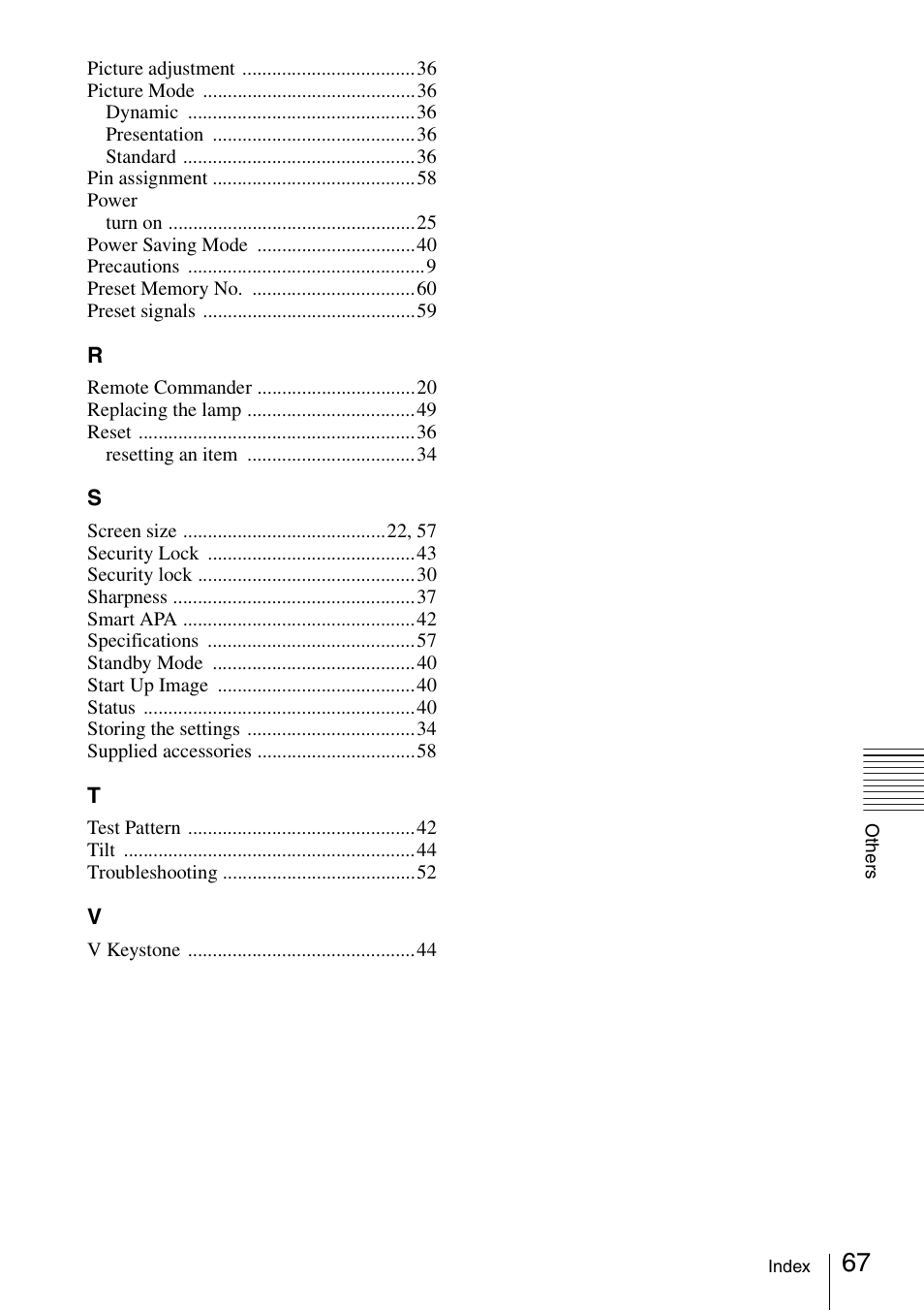 Sony Data Projector VPL-MX20 User Manual | Page 67 / 68