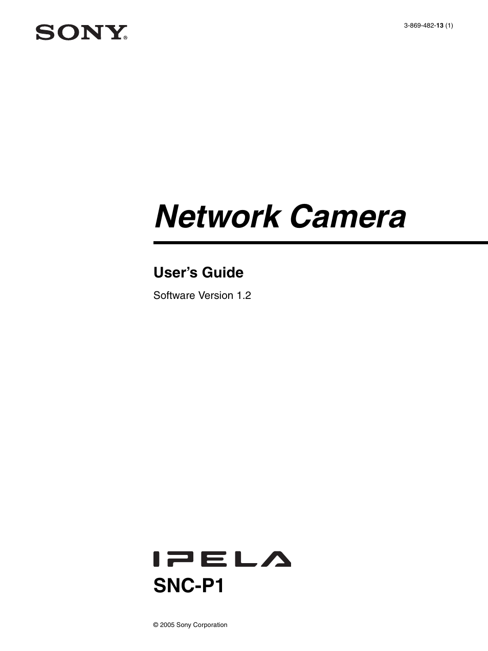 Sony IPELA SNC-P1 User Manual | 80 pages