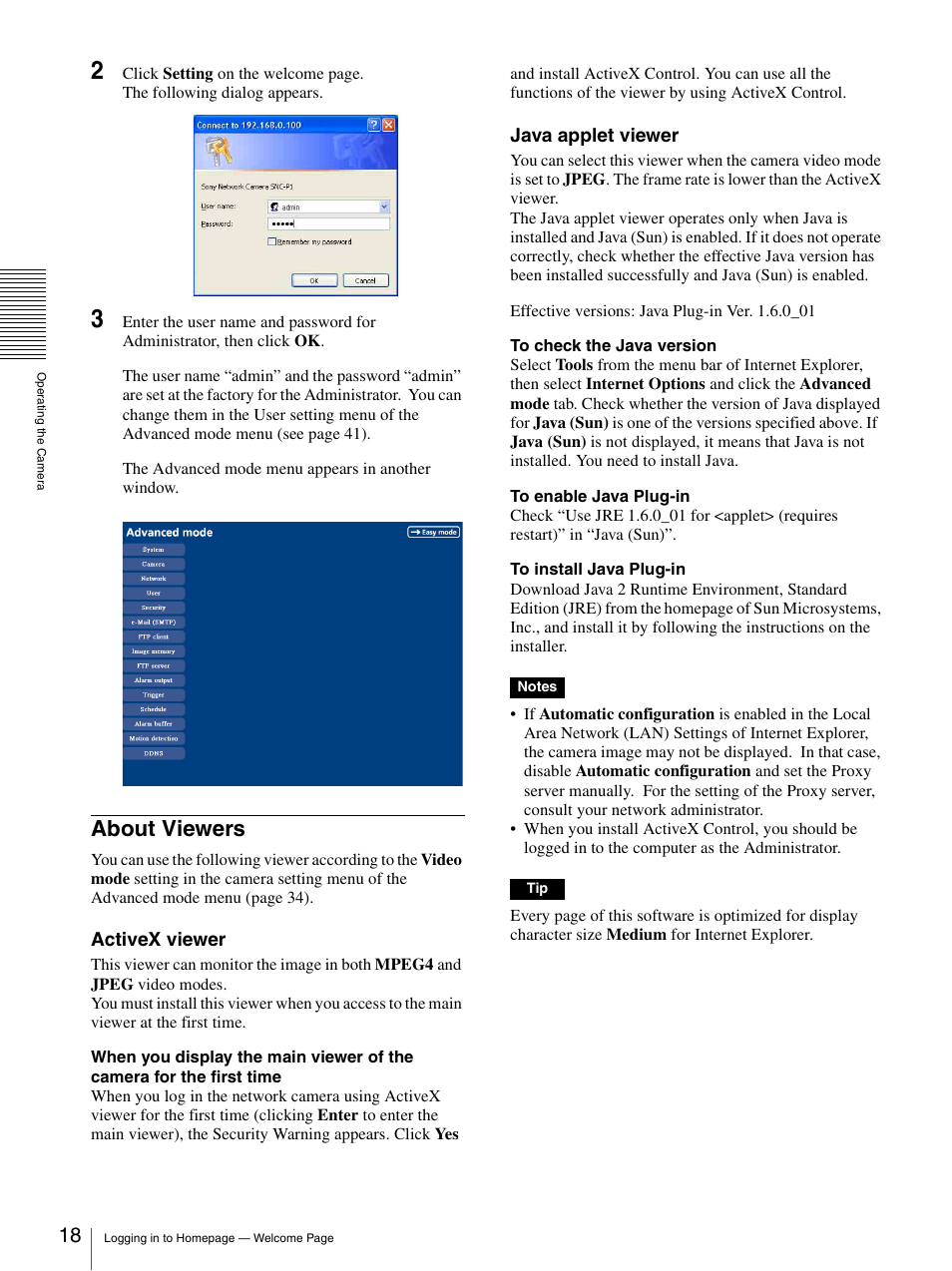 About viewers | Sony IPELA SNC-P1 User Manual | Page 18 / 80