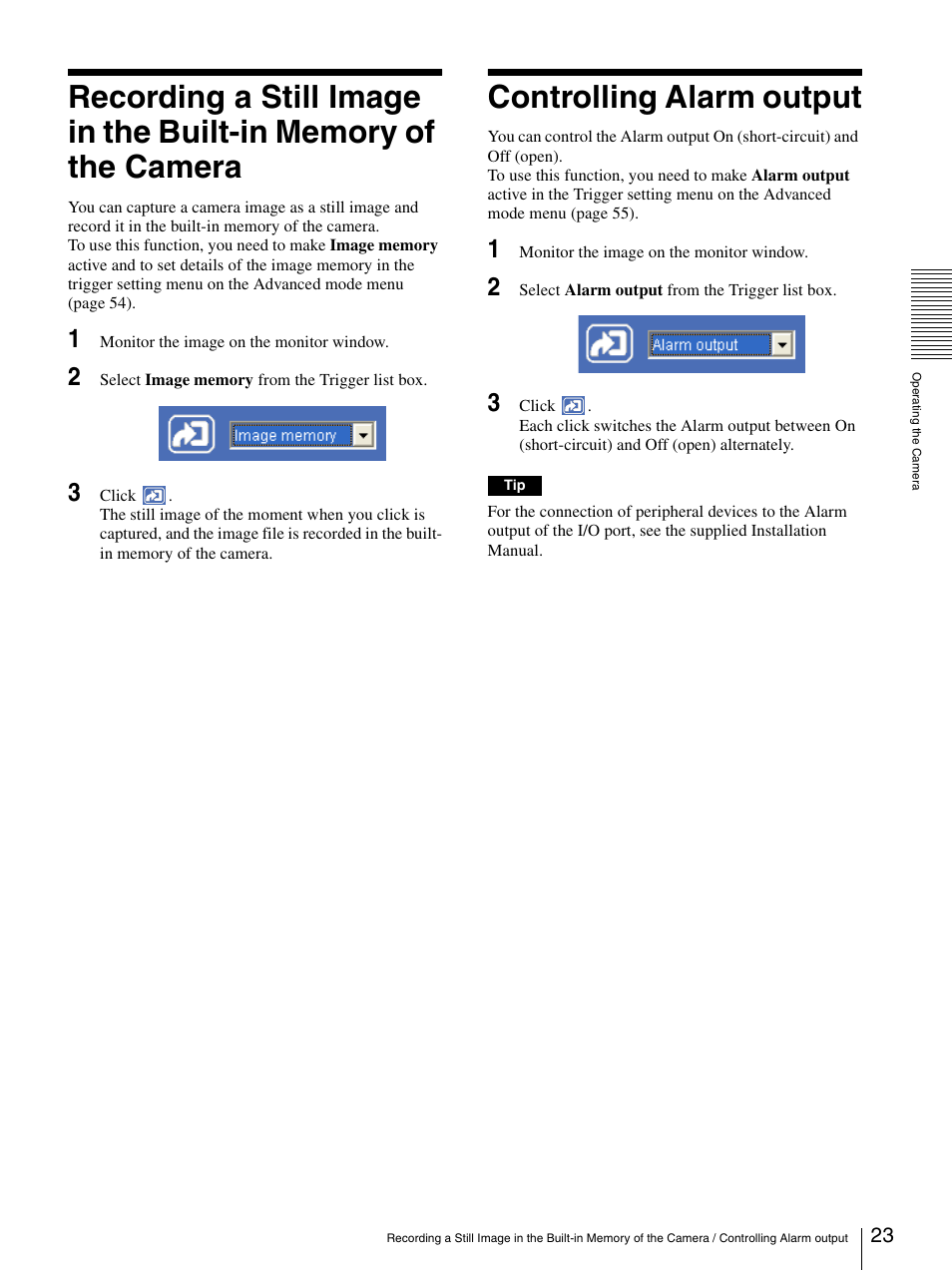 Controlling alarm output | Sony IPELA SNC-P1 User Manual | Page 23 / 80