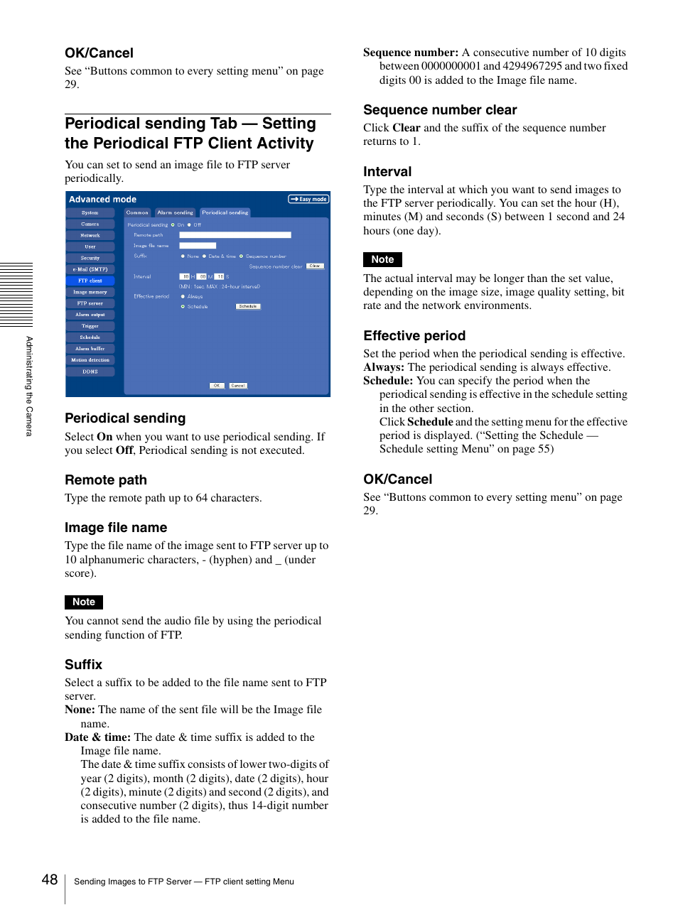 Periodical sending tab — setting the periodical, Ftp client activity | Sony IPELA SNC-P1 User Manual | Page 48 / 80