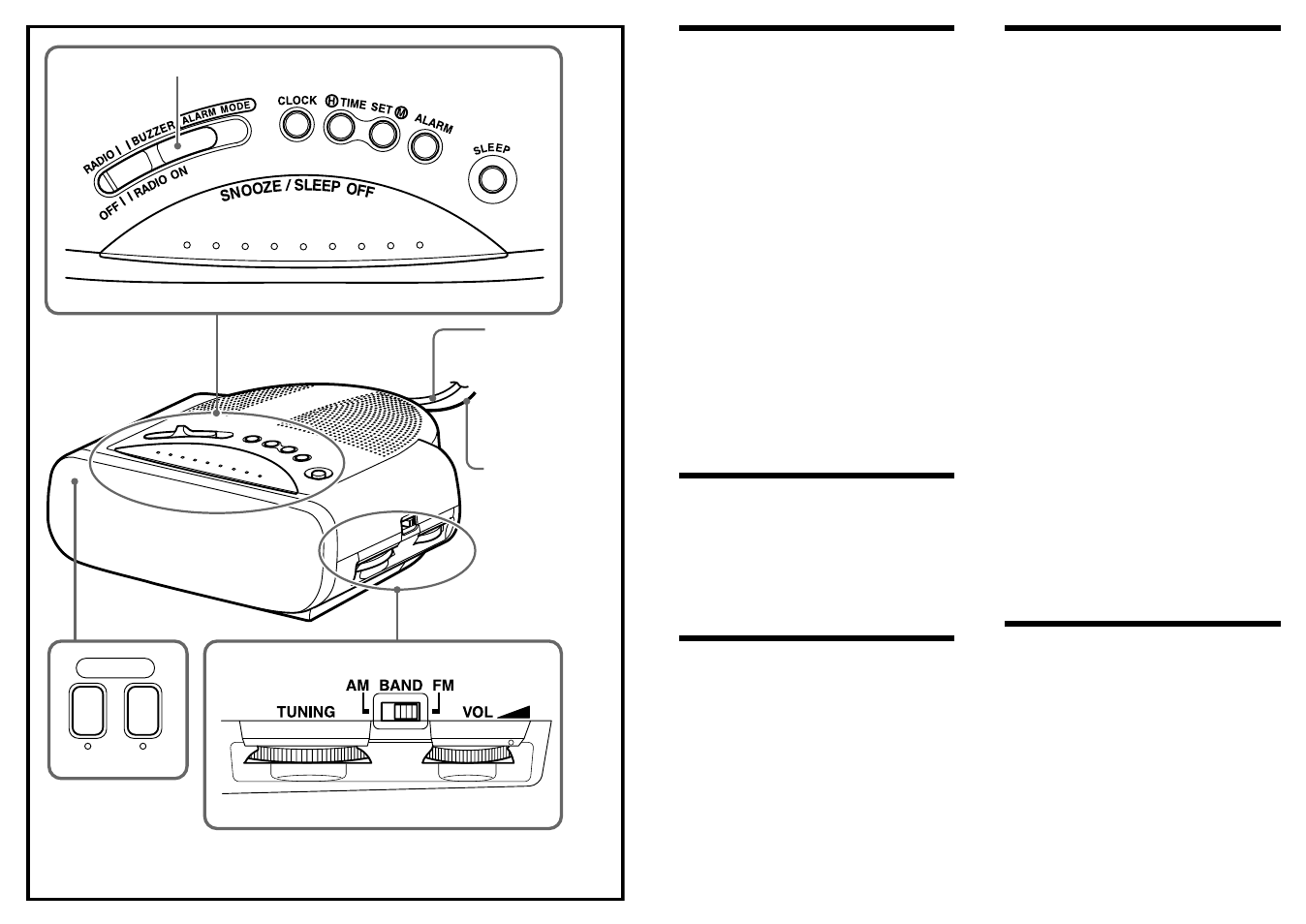 Setting the clock, Operating the radio, Improving the radio reception | Setting the alarm, Setting the sleep timer | Sony ISF-C212 User Manual | Page 2 / 2