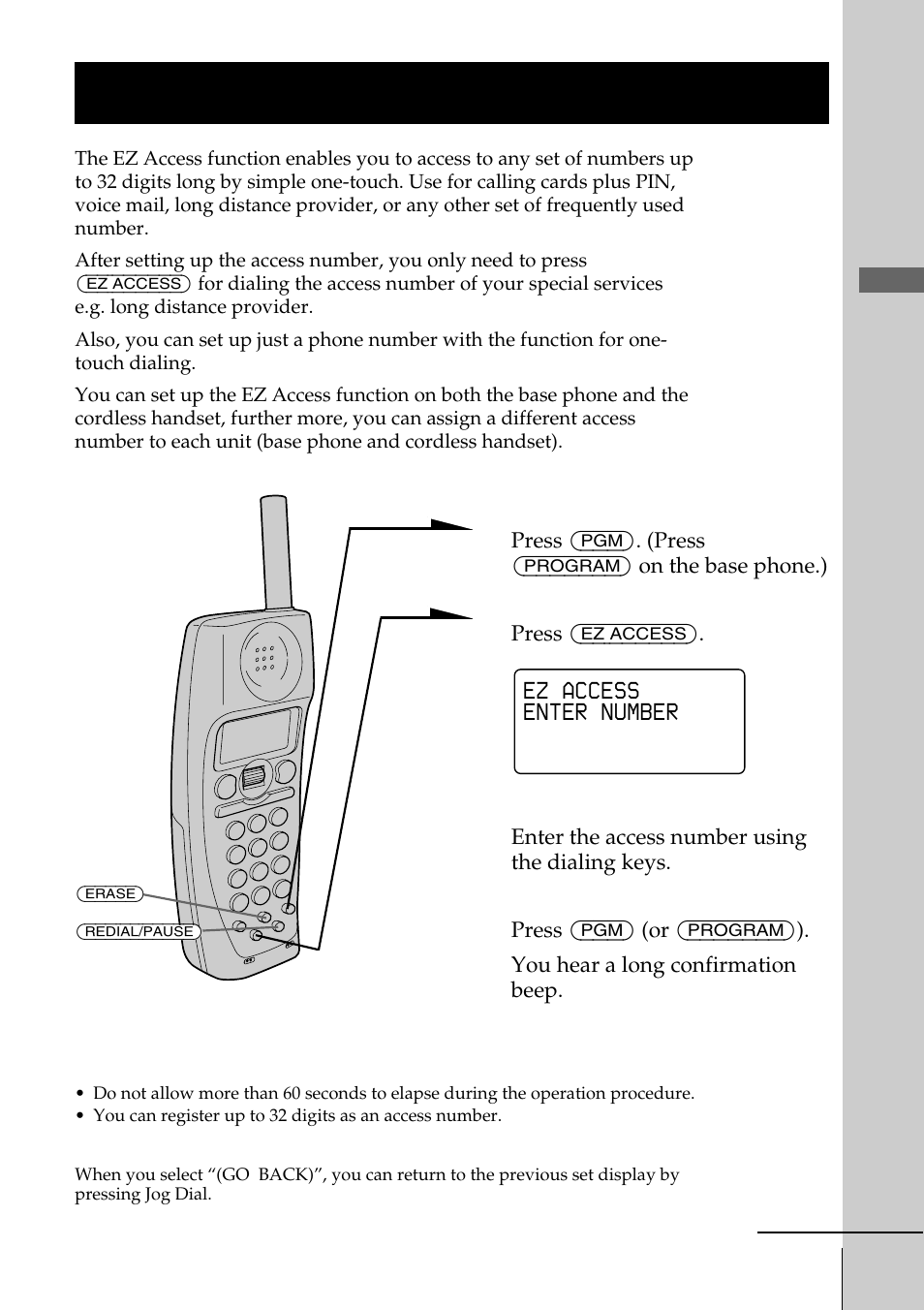 Setting up the ez access function, Getting started | Sony PP-A2780 User Manual | Page 23 / 100