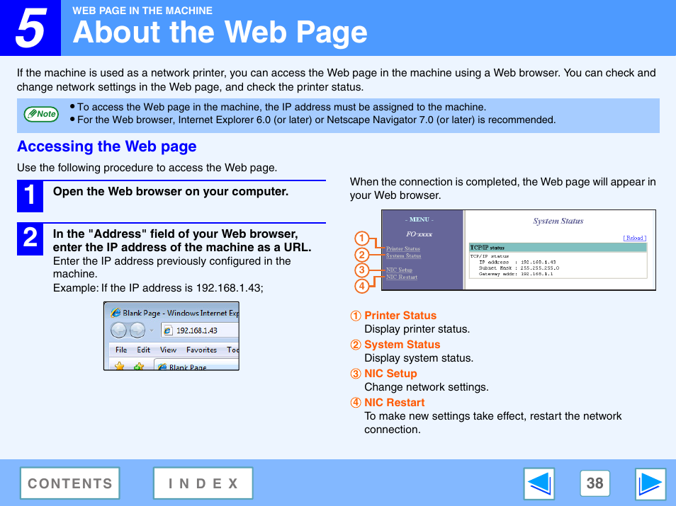 About the web page | Sony FO-2080 User Manual | Page 38 / 41