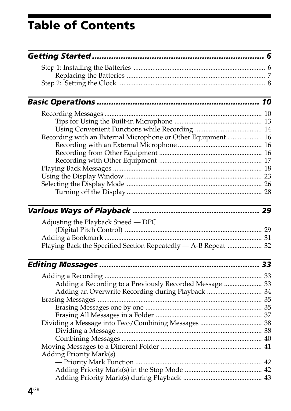 Sony ICD-ST20 User Manual | Page 4 / 68