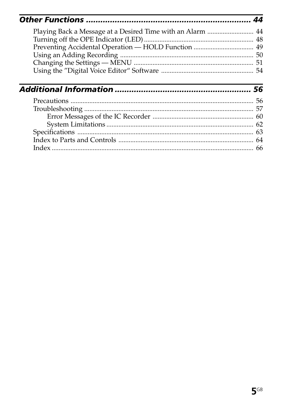 Sony ICD-ST20 User Manual | Page 5 / 68