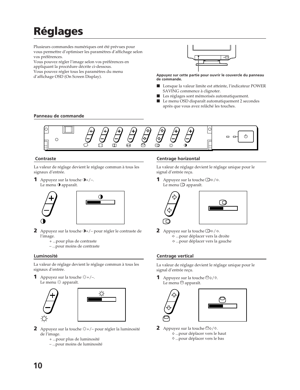 Réglages | Sony CPD-17F03 User Manual | Page 10 / 33