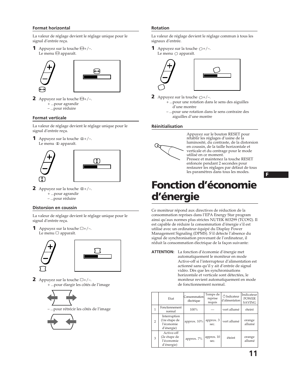 Fonction d’économie d’énergie | Sony CPD-17F03 User Manual | Page 11 / 33