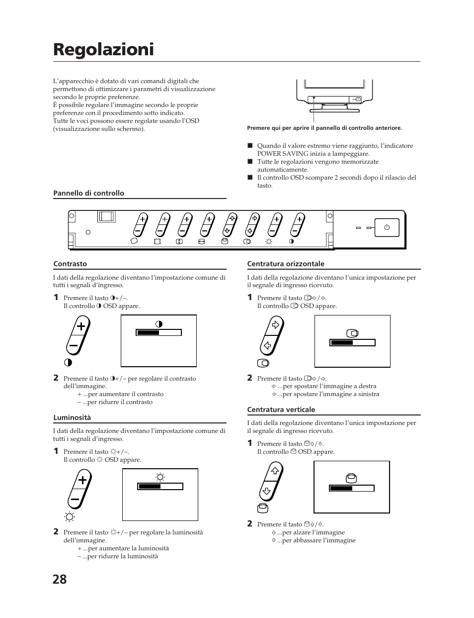 Regolazioni | Sony CPD-17F03 User Manual | Page 28 / 33