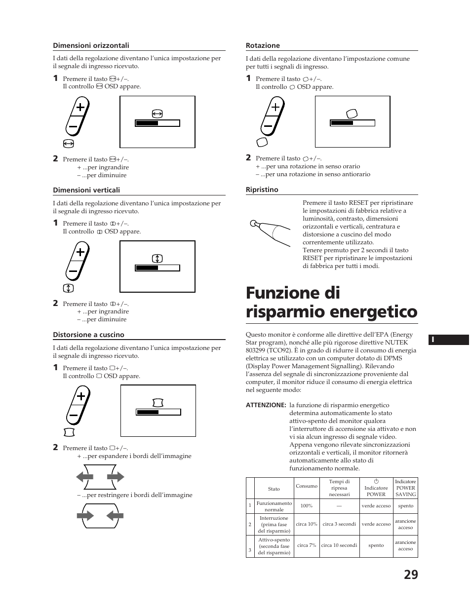 Funzione di risparmio energetico | Sony CPD-17F03 User Manual | Page 29 / 33