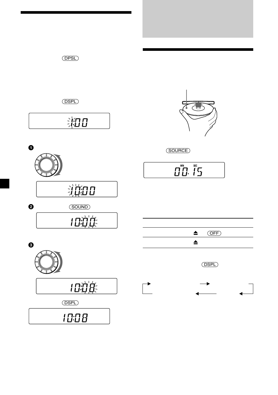 Leitor de cds, 6acertar o relógio, Ouvir um cd | Sony CDX-3250 User Manual | Page 38 / 68