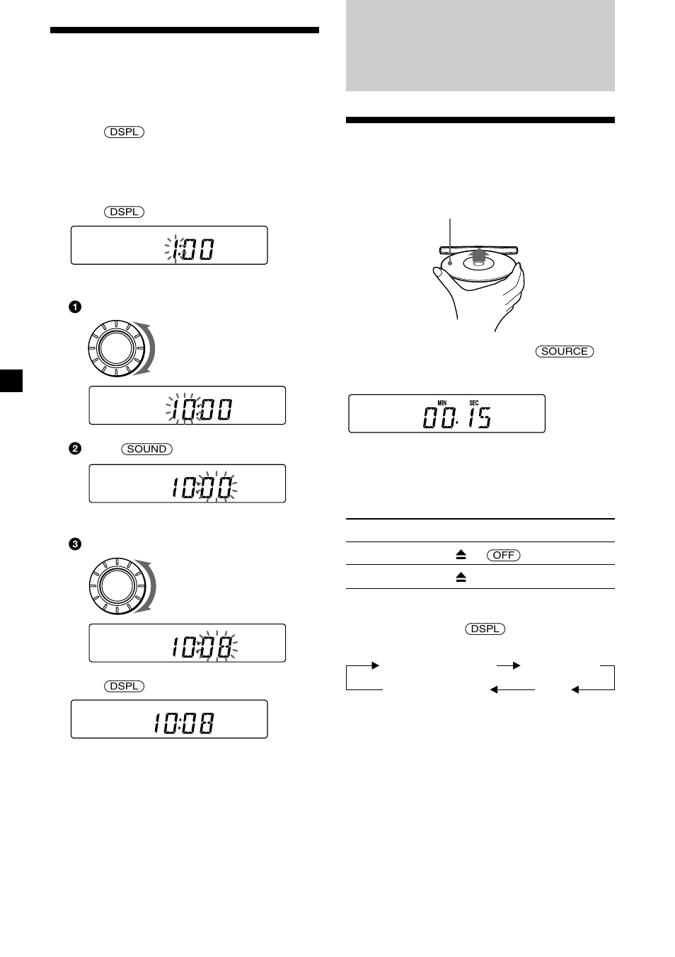 Cd player, 6setting the clock, Listening to a cd | Sony CDX-3250 User Manual | Page 6 / 68