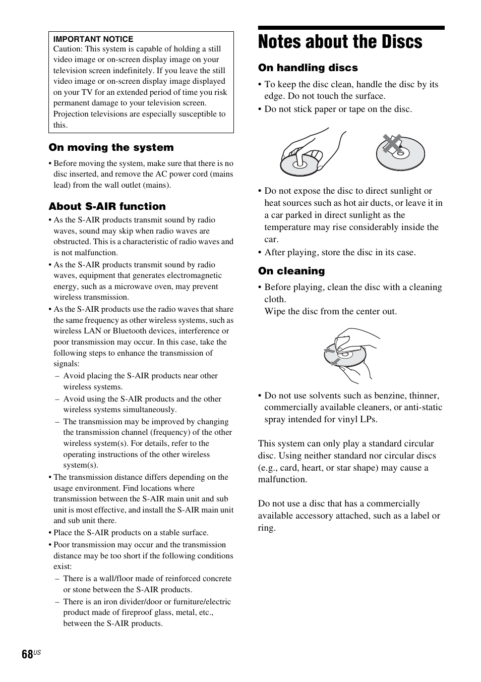 Notes about the discs | Sony BDV-IZ1000W User Manual | Page 68 / 88