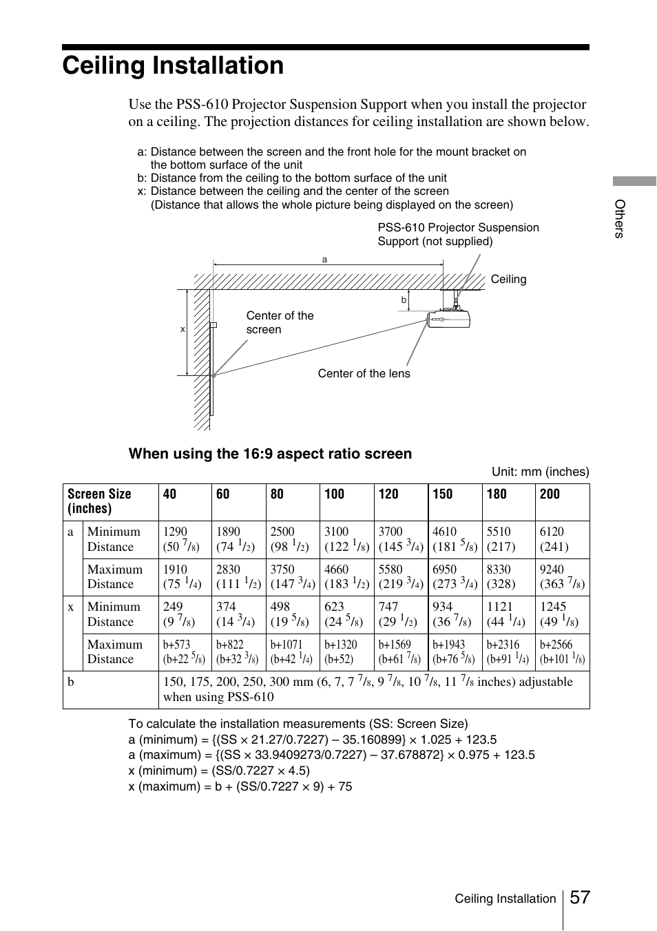 Ceiling installation | Sony Cineza VPL-HS51A User Manual | Page 57 / 68