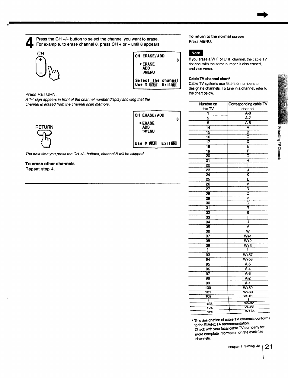 To erase other channels | Sony Cable Box User Manual | Page 21 / 48