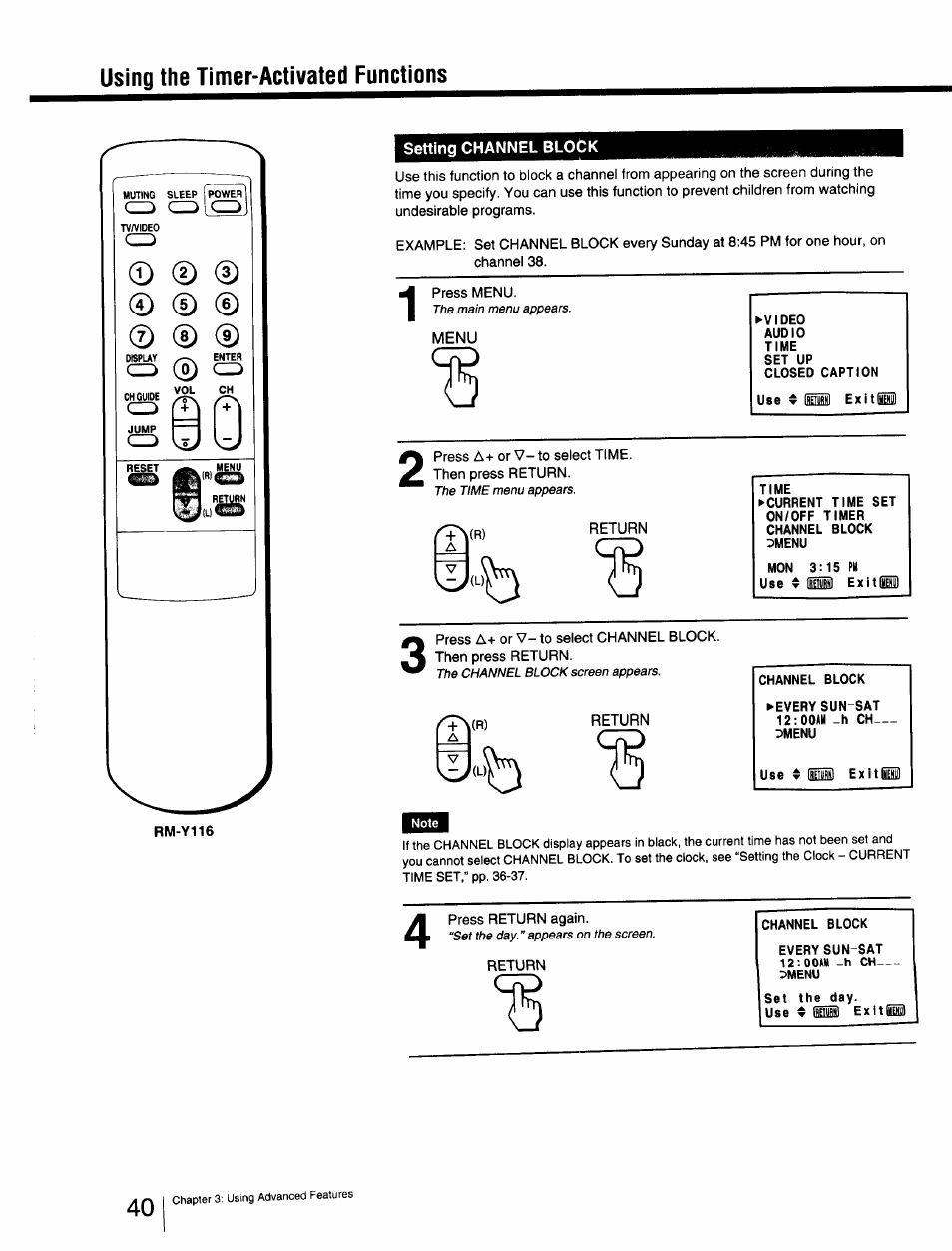 Using the timer-activated functions | Sony Cable Box User Manual | Page 40 / 48