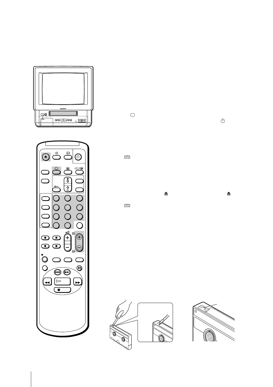 Lecture d’une cassette vidéo, Introduction d’une cassette vidéo, Ejection d’une cassette vidéo | Sony Trinitron KV-21V6D User Manual | Page 122 / 252