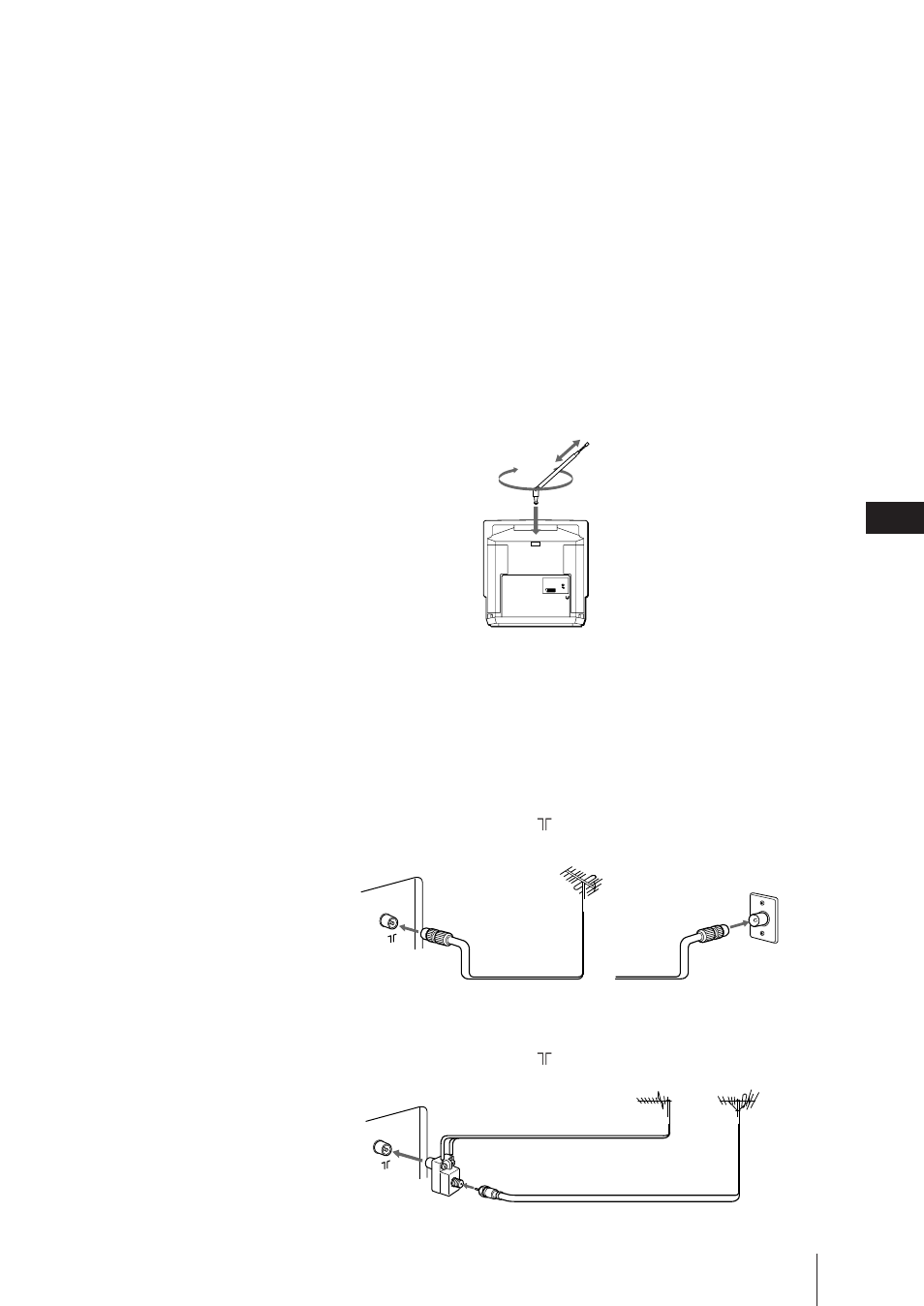 Stap 2 — de antenne aansluiten, Een buitenantenne aansluiten, Vhf- en uhf-antenne aansluiten | Sony Trinitron KV-21V6D User Manual | Page 155 / 252