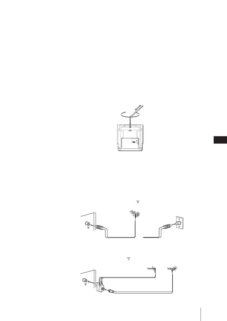 Steg 2 — ansluta antenner, Ansluta en utomhusantenn, Ansluta både vhf- och uhf-antenner | Sony Trinitron KV-21V6D User Manual | Page 205 / 252
