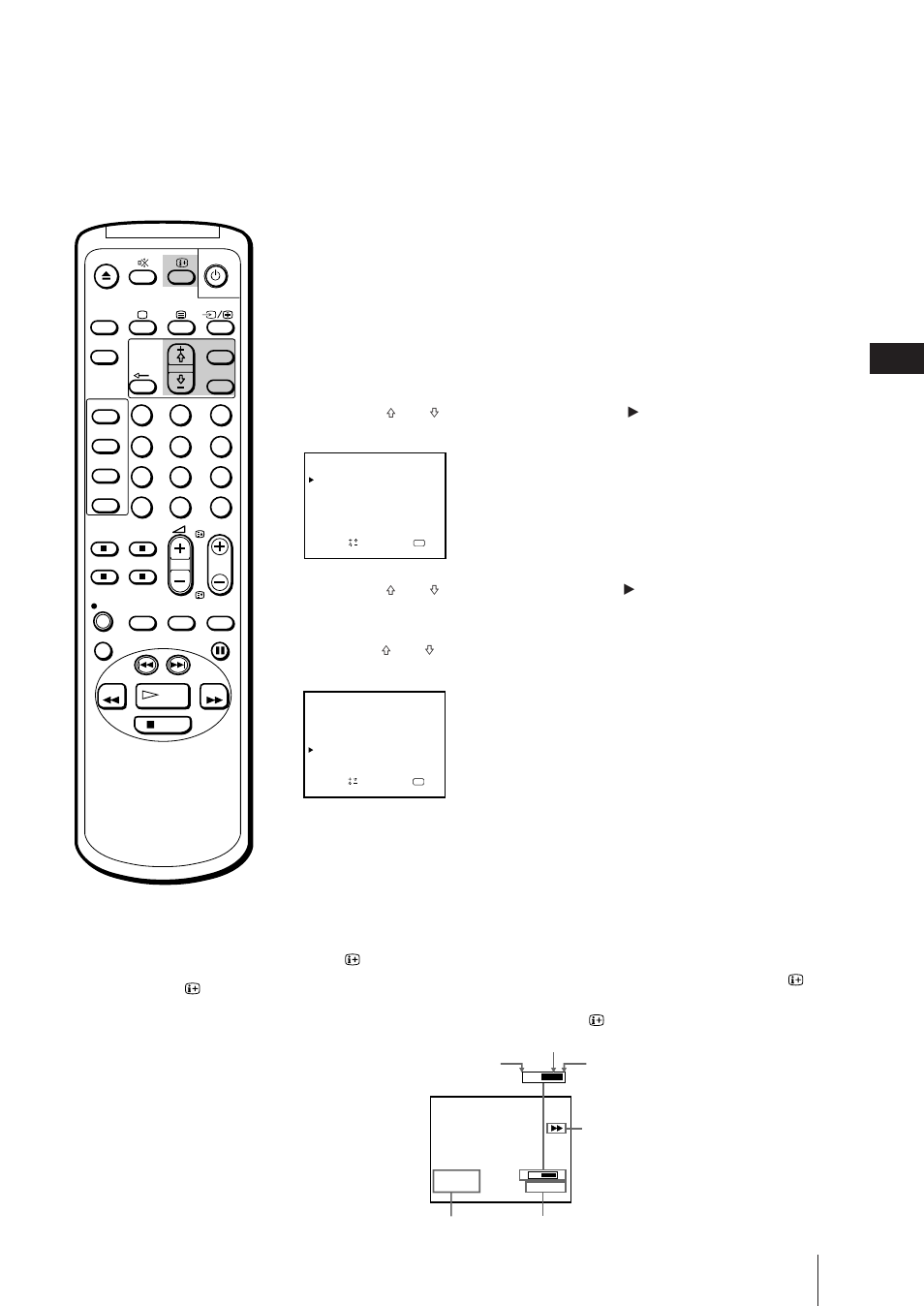 Setting the colour system, Displaying the on-screen indications, Press menu. the main menu appears | Press menu to return to the original screen | Sony Trinitron KV-21V6D User Manual | Page 25 / 252