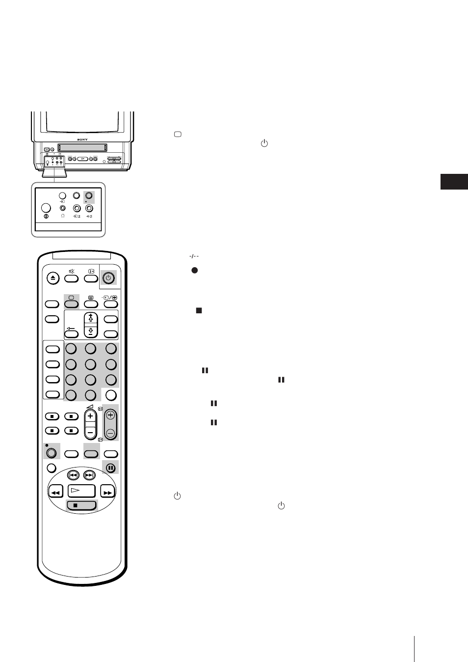 Recording tv programmes, Recording with the tv off | Sony Trinitron KV-21V6D User Manual | Page 27 / 252