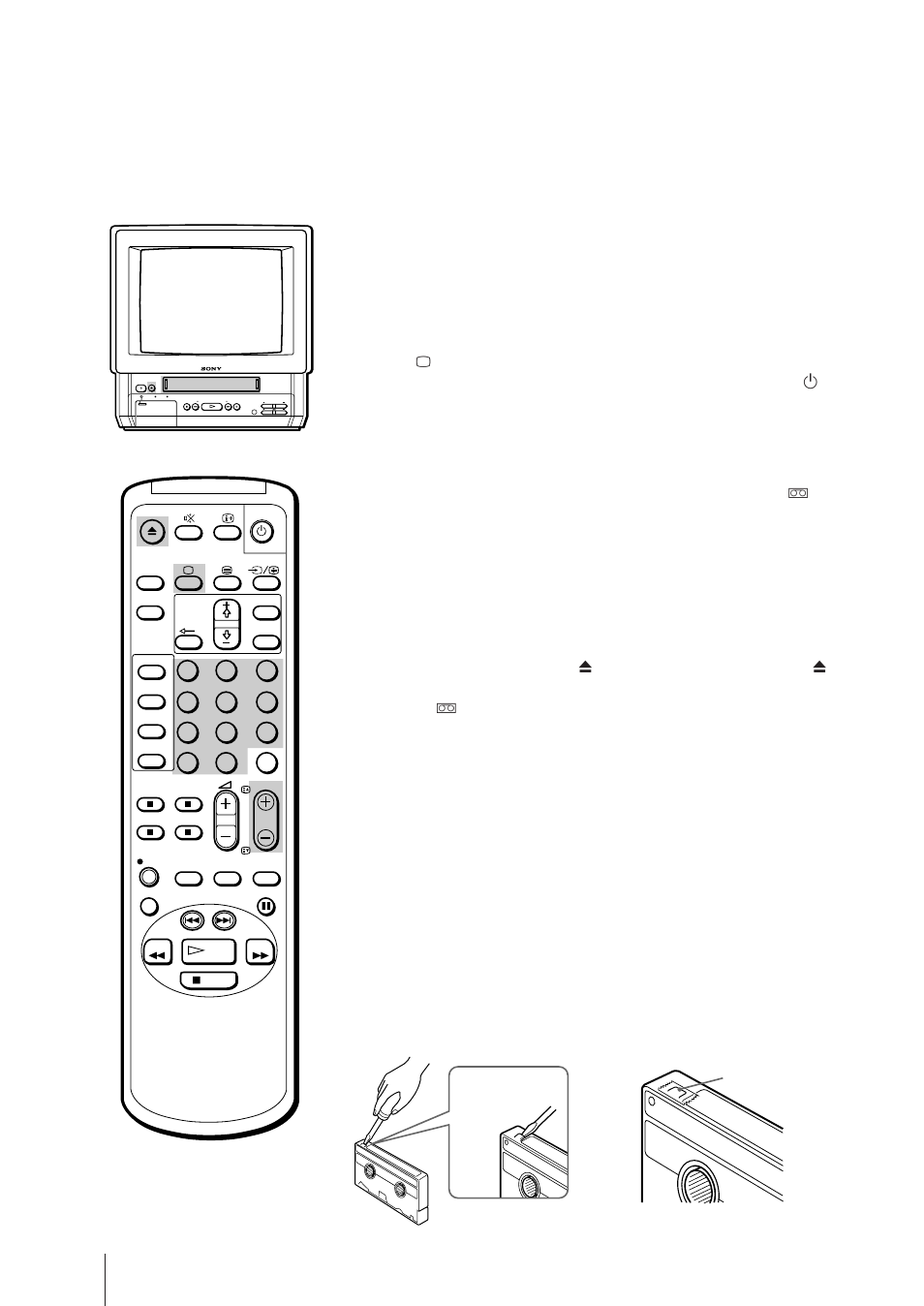 Wiedergabe einer videokassette, Einlegen der videokassette, Herausnehmen einer videokassette | Sony Trinitron KV-21V6D User Manual | Page 72 / 252