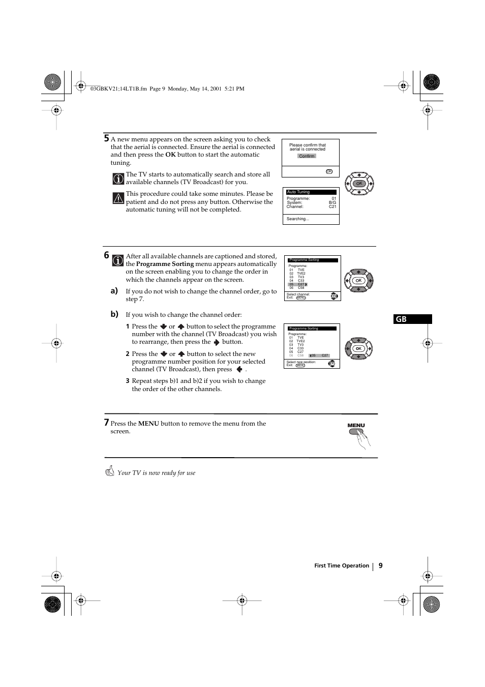Sony KV-21LT1B User Manual | Page 9 / 20