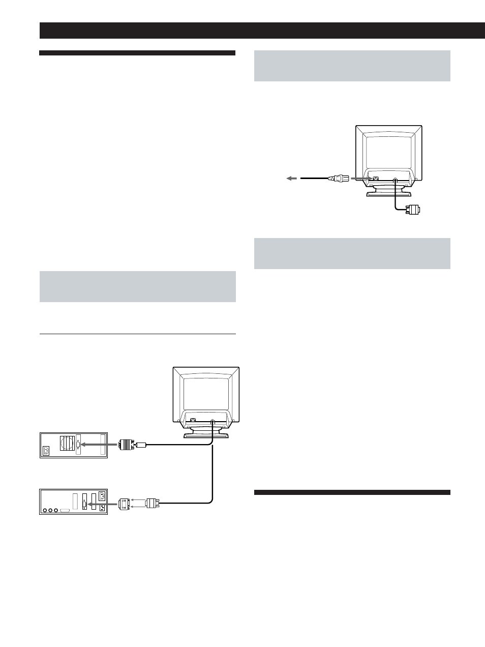 Installation, Sélection de la langue d’affichage des menus, Préparation | 2e étape: branchez le cordon d’alimentation, 1re étape: raccordez le moniteur à l’ordinateur | Sony CPD-100GST User Manual | Page 24 / 92