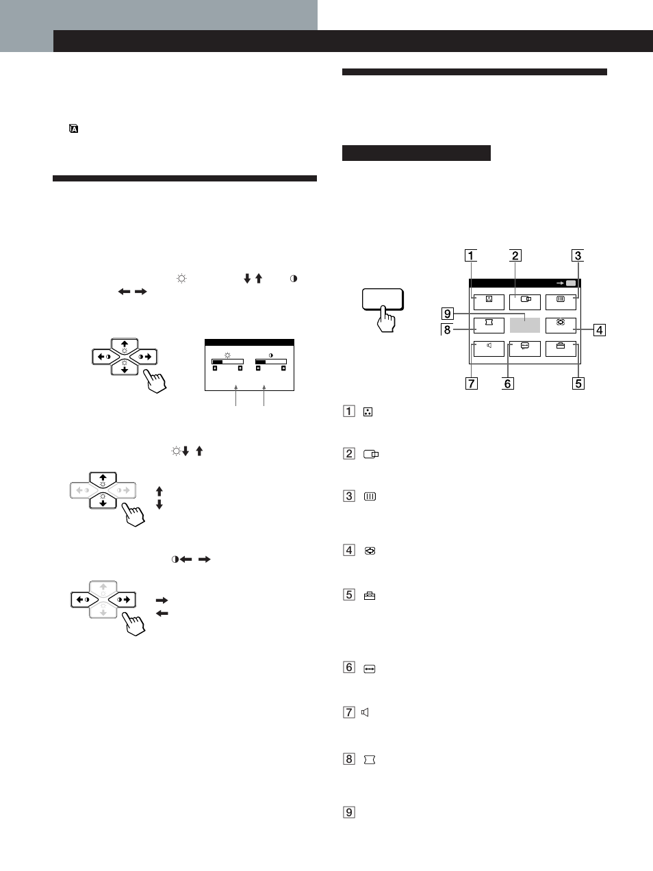Das bildschirmmenüsystem, Einstellen von bildhelligkeit und kontrast, Einstellen des monitors | Sony CPD-100GST User Manual | Page 44 / 92
