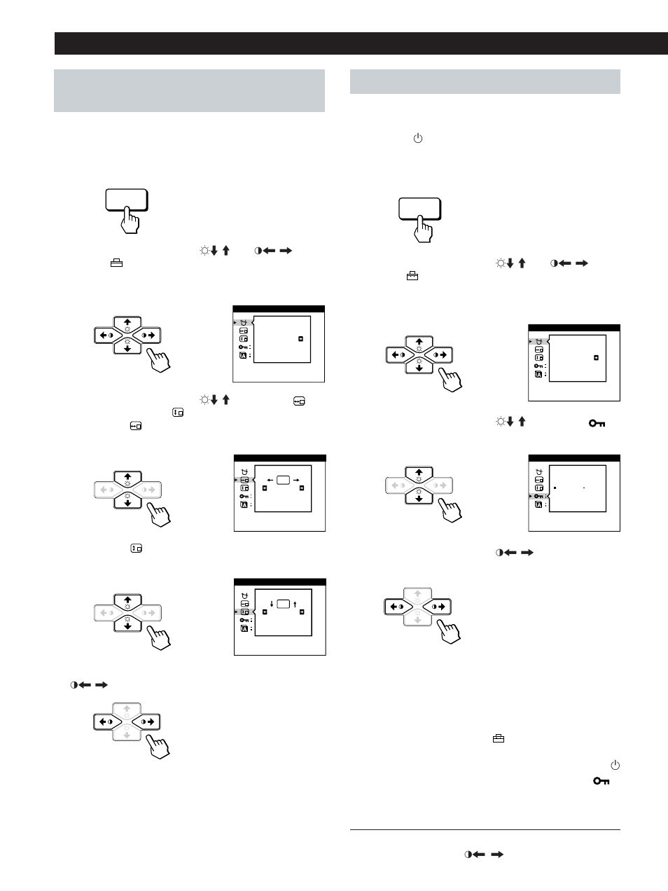 Einstellen des monitors, Sperren der bedienelemente, Ändern der position der bildschirmanzeigen | Sony CPD-100GST User Manual | Page 50 / 92